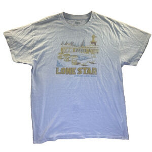 Brisco Lone Star Lodging Cabins Graphic T-Shirt Men’s XL Gray Resort Tee